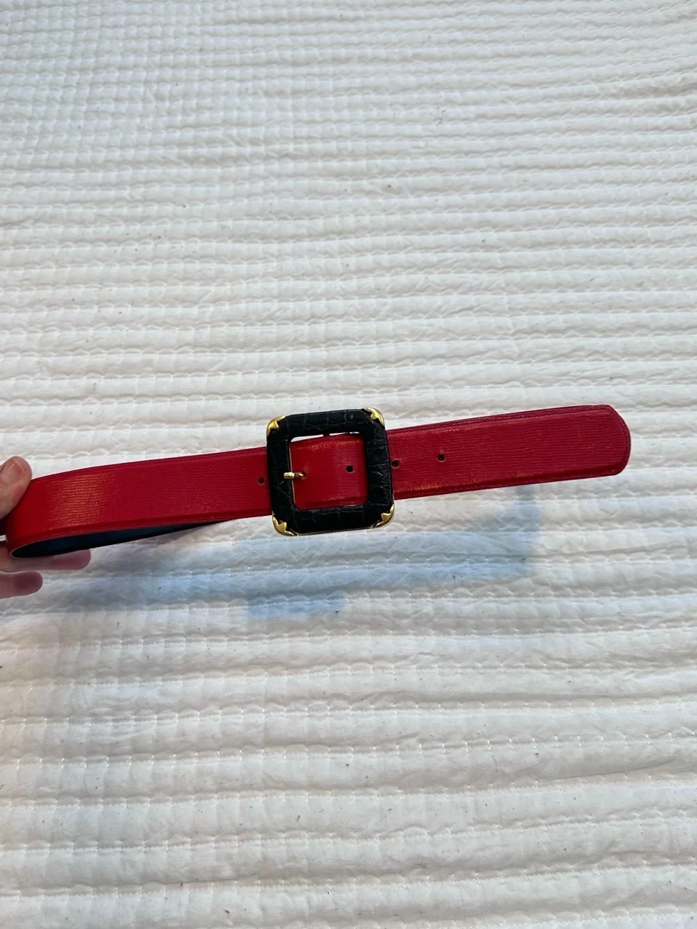 Vintage Carlisle Red with black buckle gold accent belt sz Small